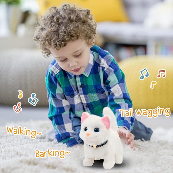 Interactive Walking Kitty plyschleksak - jamar, viftande svans, nickande huvud - perfekt present till barn Bell cat Brown
