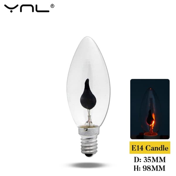 LED-kynttilänlamppu E14 E27 LED-liekkiefektilamppu AC220V Edison-emulointitulivalo Vintage kodinsisustusampullikynttilälamppu E27 Candle Tail