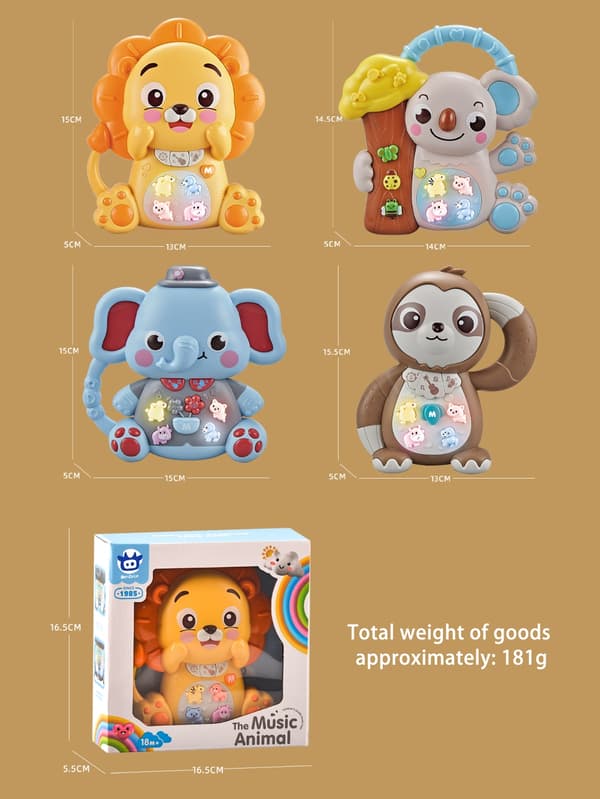 Cartoon Animal Keyboard Klaver til børn 3+, multi-mode lyde og lys, pædagogisk legetøj Orange