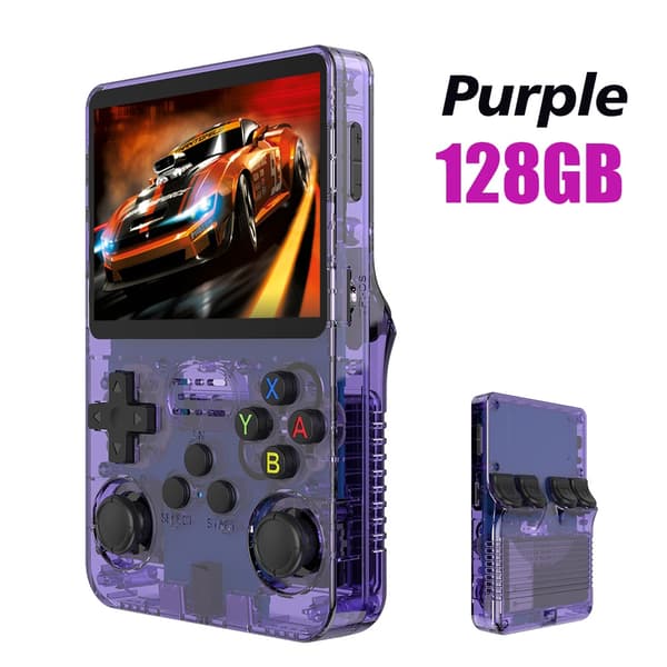 128G R36S Retro håndholdt videospilkonsol Linux System 3,5 tommer IPS-skærm R35s Pro bærbar Purple 128G