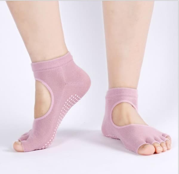 Yogaskor Yogastrumpor - One Size Tåstretch Sockor 4 Färger Rosa guld