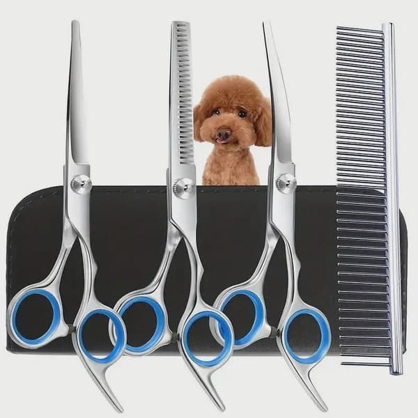 Ambidextrous kæledyrssikker saks i rustfrit stål til hunde med rundt hoved til præcisionstrimning Flat Scissors