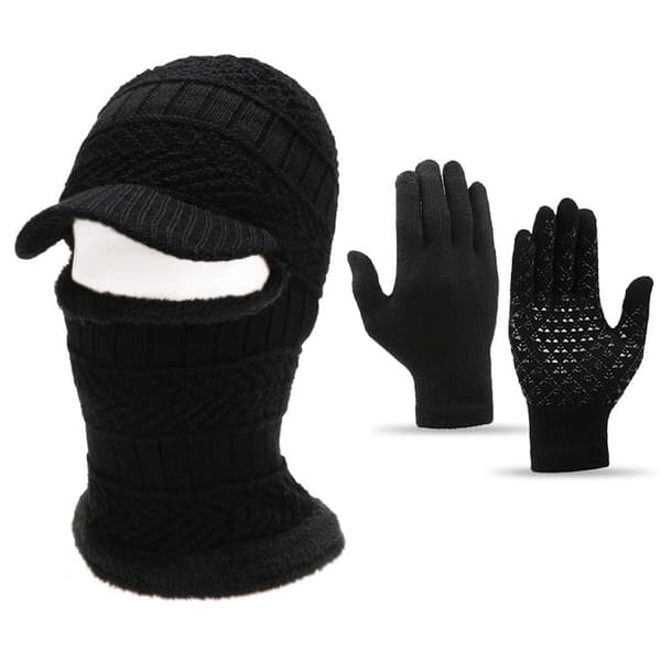 Tjock fleecefodrad vintermössa Scarfhandskar Set - Vindtät kallvädersutrustning för utomhusaktiviteter 1PC Hat