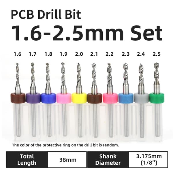 TOOLEYE 10-delt printkortboresæt mikroboremaskiner printkort 1/8" skaft mini CNC-boremaskiner PCB 2.2 mm 10 pcs