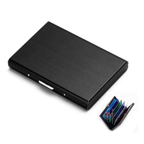 Korthållare med fack - Skyddar RFID - metall - plånbok - Svart Black