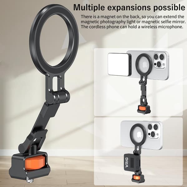 VRIG Magnetisk Aluminium Tripod Mount Adapter Telefonholder til Magsafe iPhone 16 17 med Cold Shoe MG-29