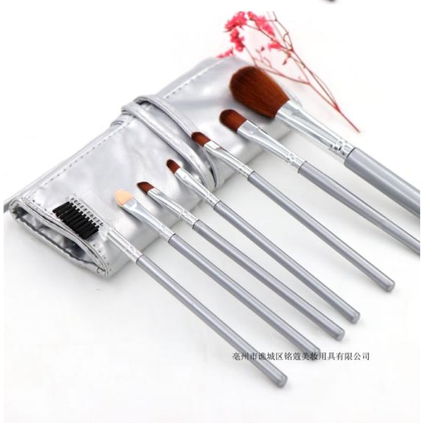 Make-up brushes 7 parts with case-4 Colors Light grey
