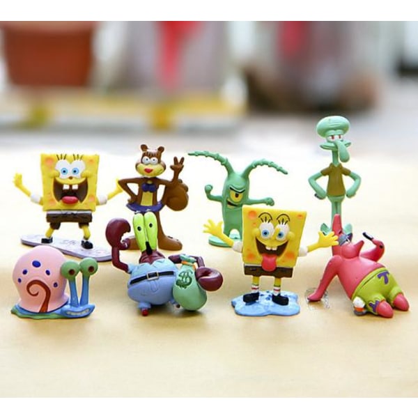 8 Pack SvampBob Fyrkant Figurer Spongebob Squarepants julklappar 7458 |  Fyndiq