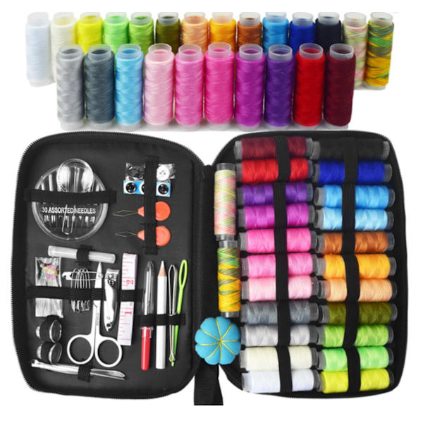 Sewing kit with 24 different thread colors 98 parts multicolor. much more