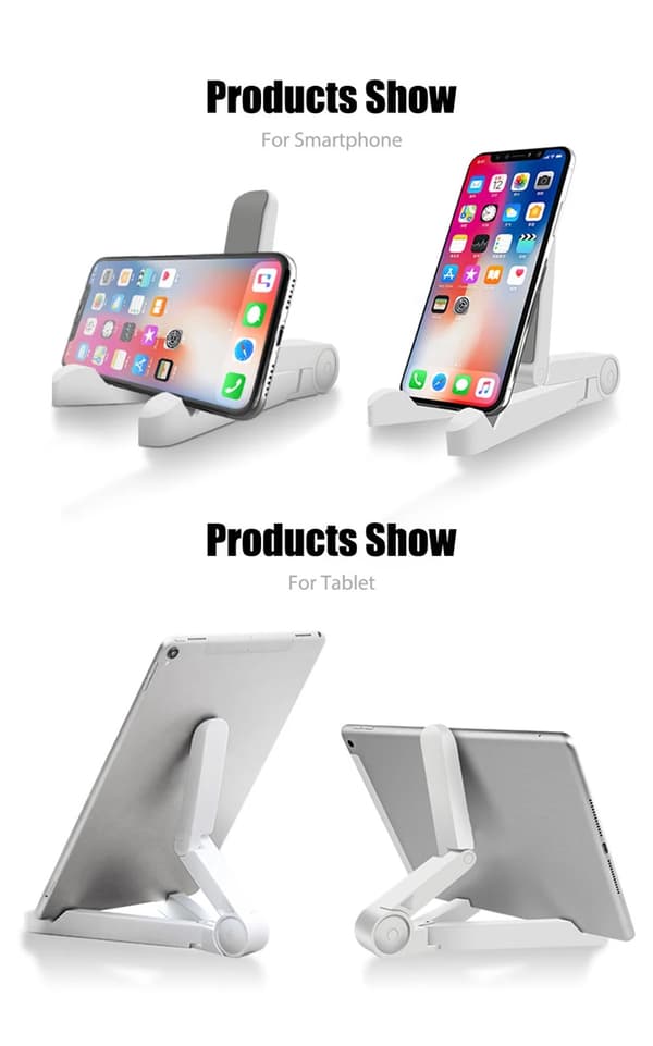 Universal foldbar tabletholder, bærbar plastholder til iPad Air Pro og mobiltelefoner black