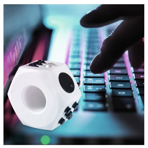 Fidget Rings Toys Pop it Cube Vit+ Svart