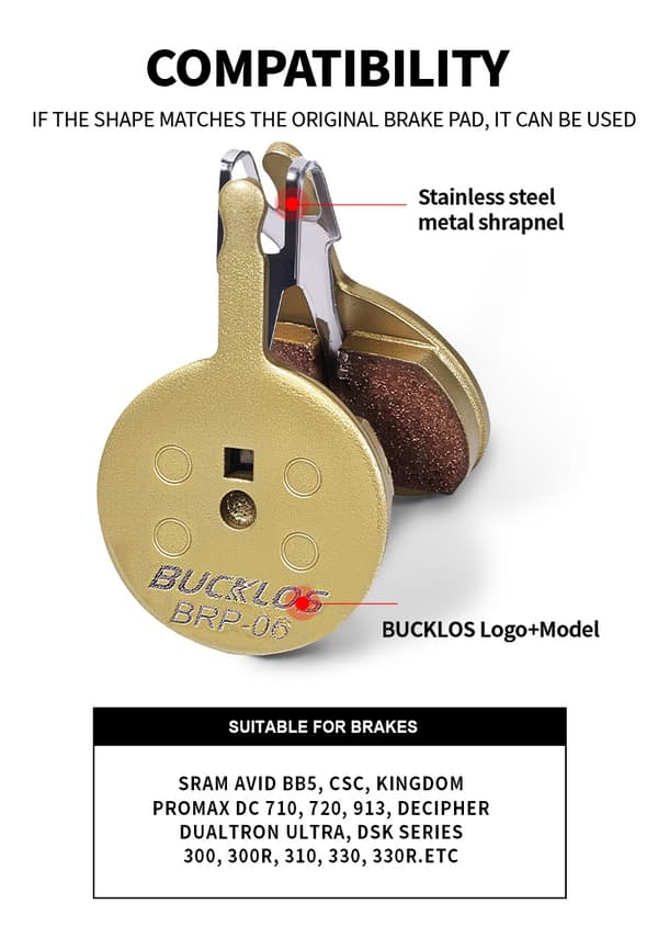 BUCKLOS Copper Road MTB Hydrauliset Levyjarrupalat Avid BB5 -pyöräilyyn, kestävät osat 1PC COPPER-BASED PAD
