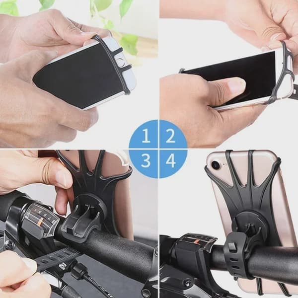 Universell stötsäker silikonhållare för sparkcykel, MTB, DVR och GPS-monteringsfäste Black