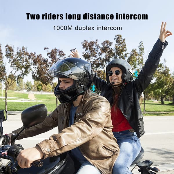 Freedconn Hjelm Bluetooth Headset Gruppe Motorcykel Intercom Hovedtelefoner FM Musikdeling Intercom op til 6 Kørere T Com VB VB-Two Set