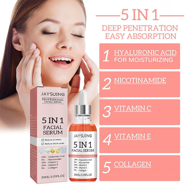 5 In 1 Fade fine linjer Firming Face Serum Moisturizing brightning Vitamin