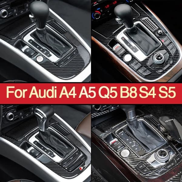 Äkta kolfiber mittkonsol växelspakspanel täckram för Audi A4 B8 A5 2009 2010 - 2016/ Q5 2010-2018 E