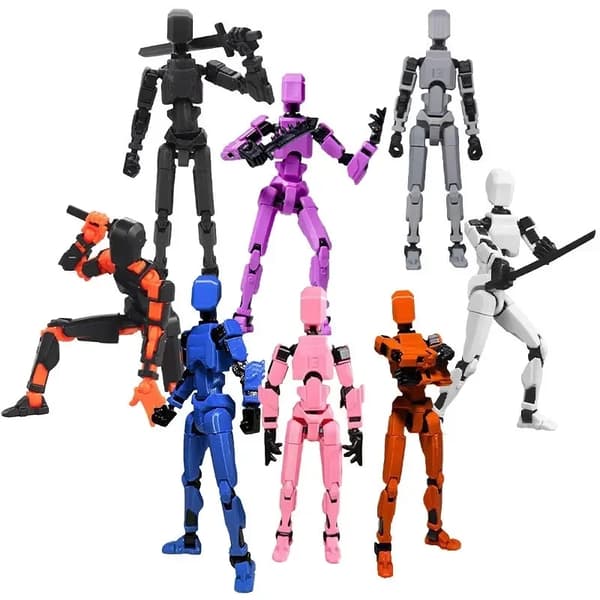 DIY Luminous T13 Multi-Jointed Movable Shapeshift Robot 3D-tryckt skyltdocka Lycklig robot och hund Actionfigurer Leksaker barn Presenter purple