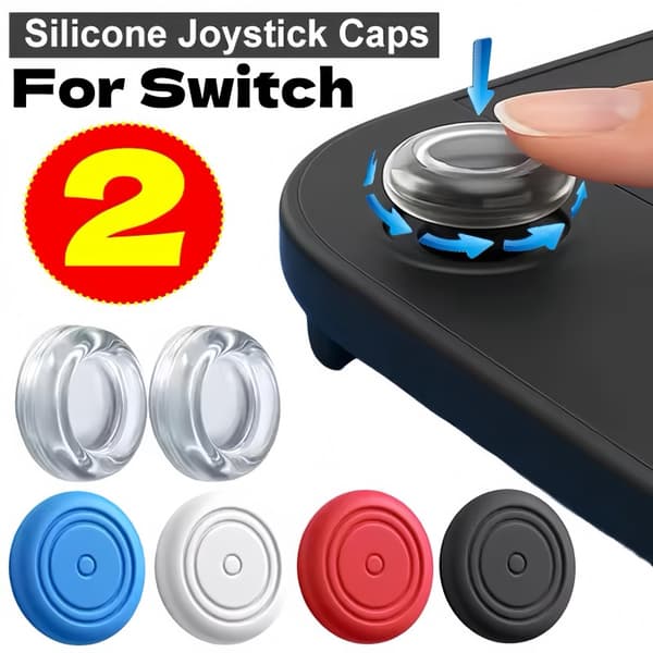 16-2 stk. til Switch 2 analoge tommelfingergrebsdæksler bløde silikone spilcontroller beskyttende, skridsikker joystick-dæksel til NS Switch2 2PCS-Clear
