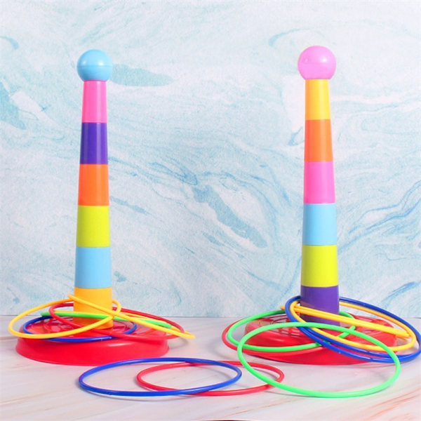 Børn Kast Circle Game Ferrule Stablet Legetøj Sjovt Indendørs Udendørs Forælder-Barn Interaktive Circle Layers Tidlig uddannelse gave 1xTower 9xRings