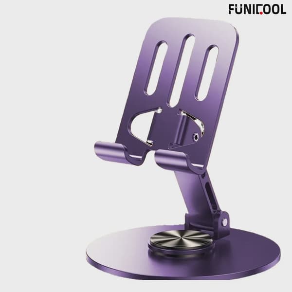 Funicool Justerbar Metal Foldbar Mobiltelefonholder til iPhone 16 15 14 Pro Max Basic Black