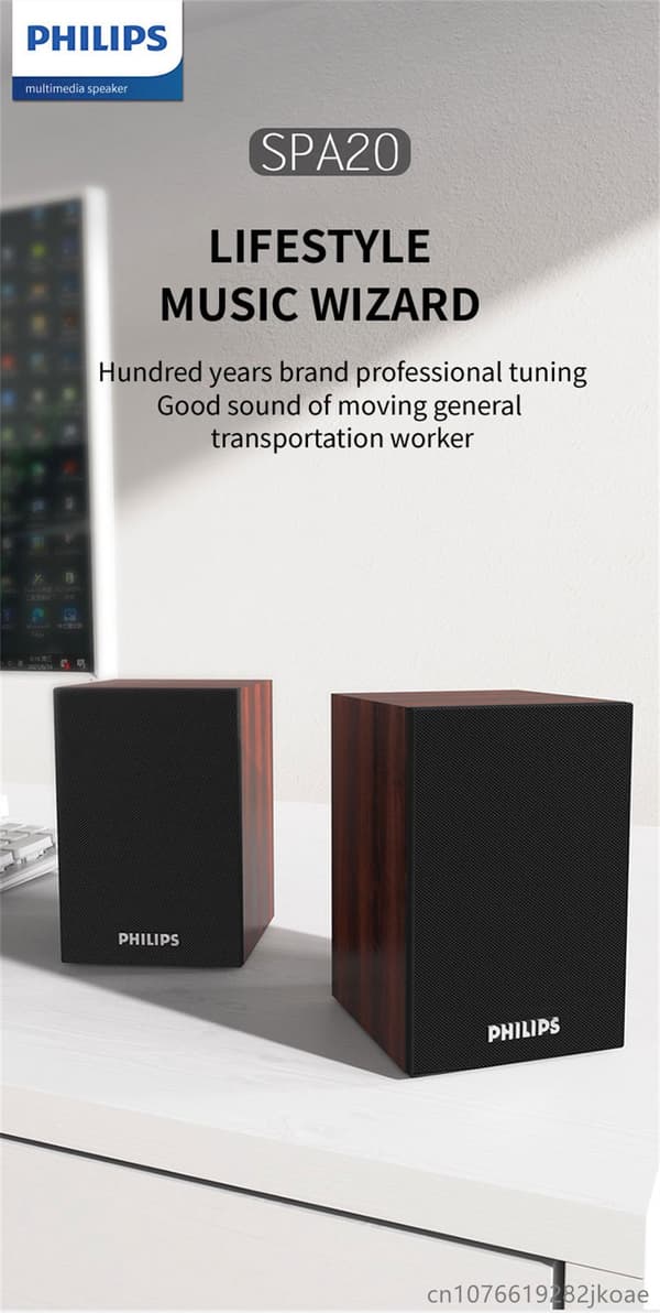 Philips SPA20 Bluetooth-højttaler med 360 graders surroundsound Bluetooth trådløs stereo til computer, Macbook, bærbar computer Philips SPA20