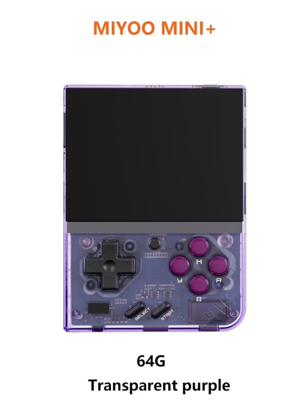 MIYOO Mini Plus Bärbar Retro Handhållen Spelkonsol 3,5-tums IPS HD-skärm Barnpresent Linux System purple T 64G