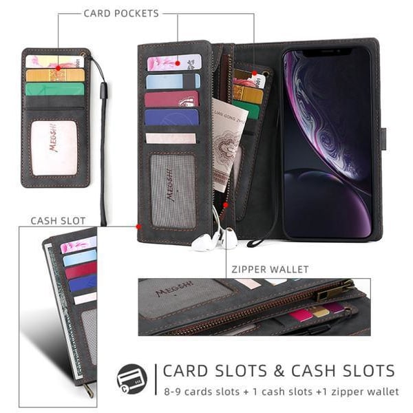 Plånboksfodral iPhone 11 Pro   Magnet Skal 2 Färg Till iPhone 11 Pro Coffee-Röd