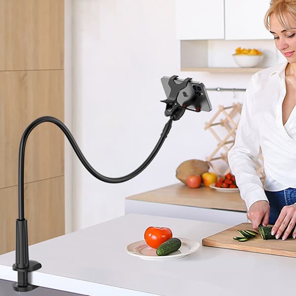 70 cm fleksibel telefonholder stativ klemmemontering til iPhone Samsung 3,5-6,7" enheder WHITE