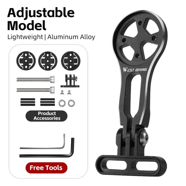 WEST BIKING Aluminium Cykel Forlygte & Computer Holder til Wahoo Bryton Garmin Upgrade Model