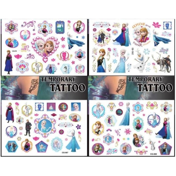 4 Frozen tatoveringer  børnetatoveringer flerfarvet