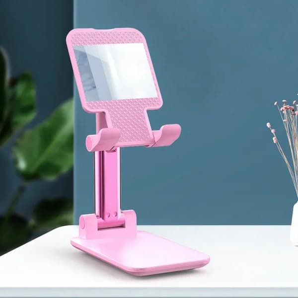 Justerbar universel bordtelefon- og tabletholder til iPhone, iPad, Xiaomi Pink