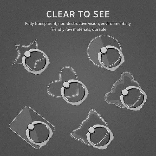 Universal Magnetisk Fingerring Telefonholder Stativ til iPhone 13 Max 8 Transparent Cherry