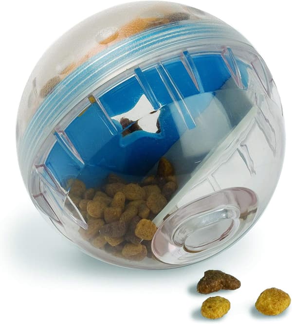 IQ Treat Ball Hundegodbidsdispenser Legetøjsbold Interaktiv Hundelegetøj - 10 cm Hundefoderstimulering, Langsom Foder Yellow
