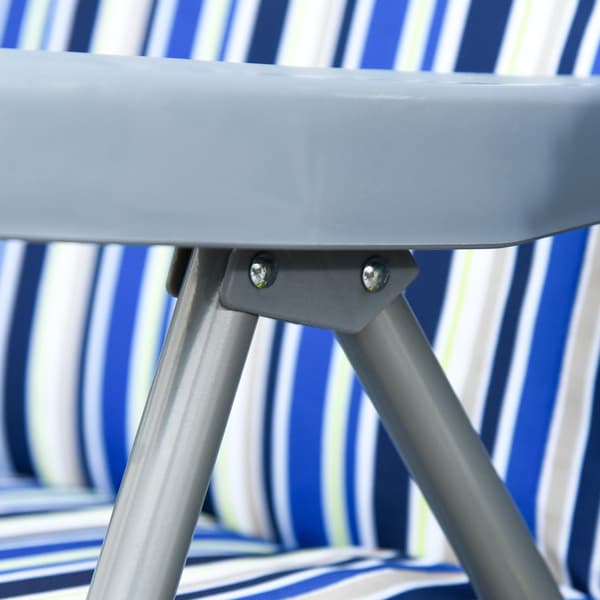 Set med 2 hopfällbara fåtöljer med dynor, justerbart ryggstöd i 5 lägen, stål-polyester, blå