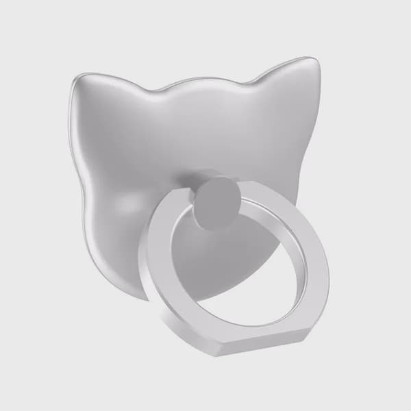 Universal Mobiltelefonholder Katte Fingerring Stativ 360° Rotation Foldbar til iPhone Xiaomi Silver