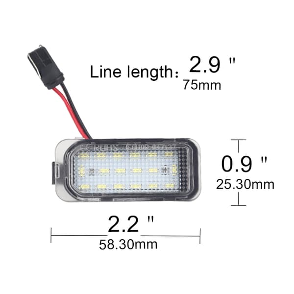 2 stk. nummerpladelys 12V LED nummerpladelys til Focus DA3 DYB Fiesta C-MAX Mondeo Kuga Galaxy S-Max ABS plastik