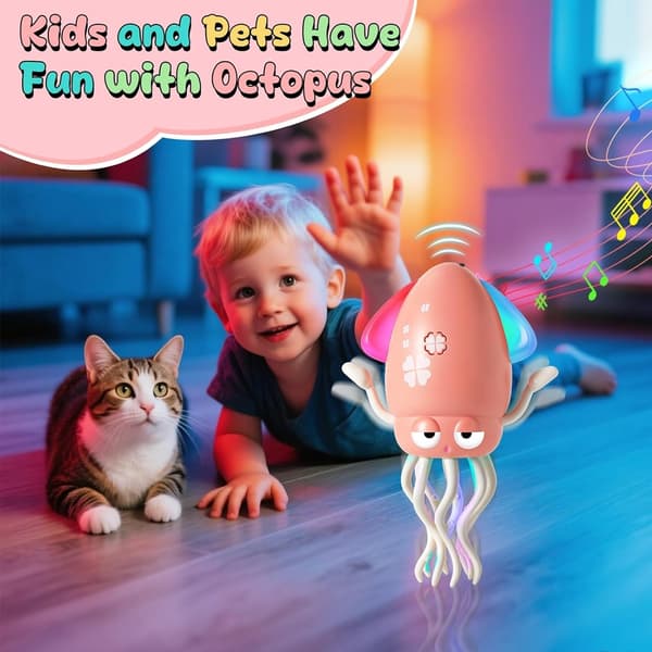 LED Dancing Octopus Legetøj til børn - Elektrisk Crawling Music Vehicle Gift til fødselsdage light red