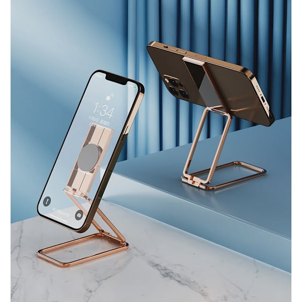 Universal zinklegering foldbar ringtelefonholder magnetisk biltablet skrivebordsgreb A1 Silver
