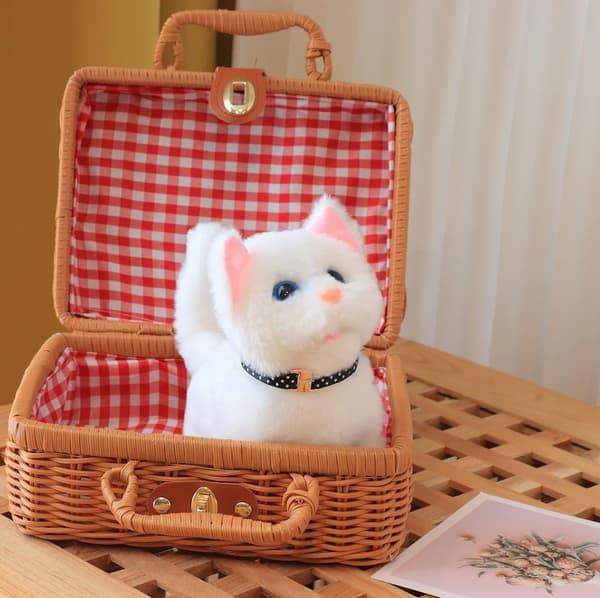 Interactive Walking Kitty Plyschleksak - jamar, viftande svans, nickande huvud - perfekt present till barn Bantam cat Brown