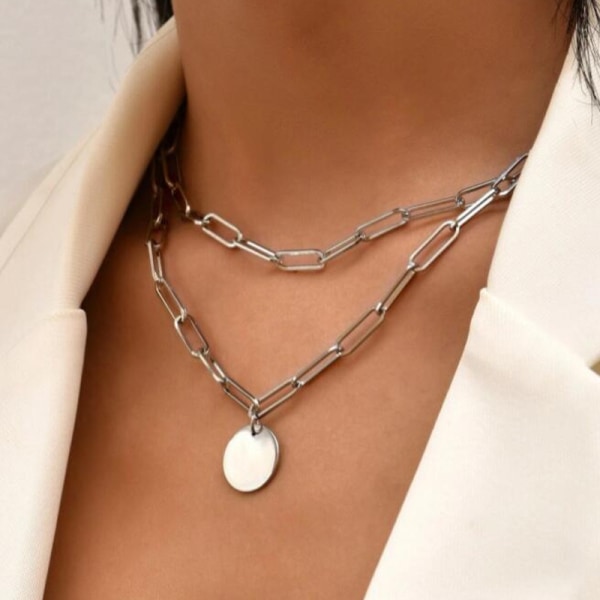 Ny smykke kreativ simpel halskæde halskæde choker Silver