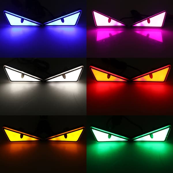 Fin Universal Motorcykel LED Devil Eyes Dynamisk Forlygte Mini Projektor Linse Lampe Motorcykel Tilbehør triangle green a pai