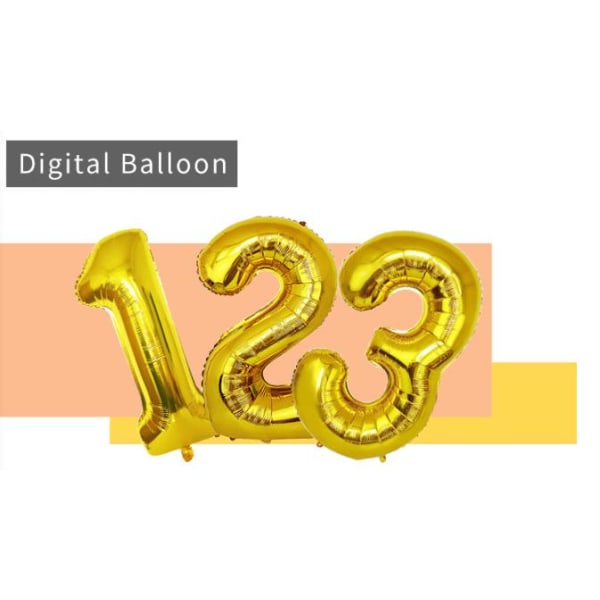 90CM NUMBER BALLOON GOLD and Silver METALLIC Gold Guld-7