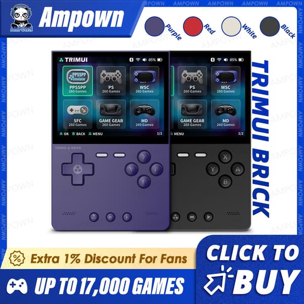 TRIMUI BRICK Handheld Game Console 3,2'' IPS-skärm A133P Linux System Trimui UI Metall Bakpanel Red 256G(17K Games)