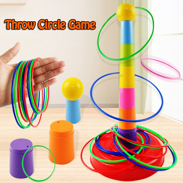 Børn Kast Circle Game Ferrule Stablet Legetøj Sjovt Indendørs Udendørs Forælder-Barn Interaktive Circle Layers Tidlig uddannelse gave 2xTower 30xRings