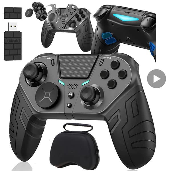Controller til PS4 PS3 PS Playstation 4 3 PC-kontrol Trådløs Bluetooth Mobil Android TV Gamepad Gaming Game Pad Joystick Telefon Green with Adapter