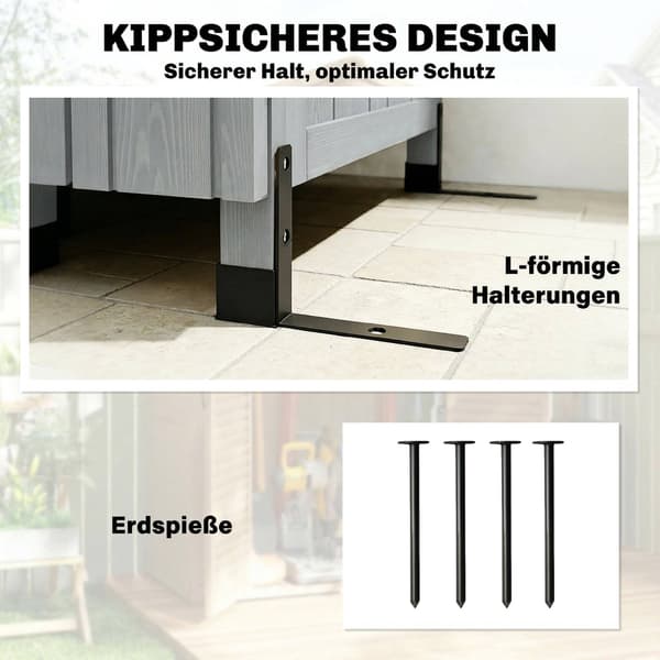 Trädgårdsskjul i trä, extra högt, med justerbart hyllplan, magnetisk dörr, galvaniserad takventilation