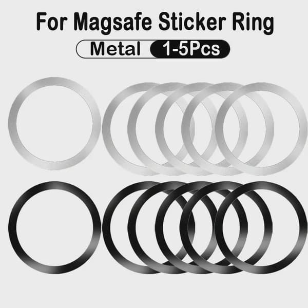 2024 Rustfrit Stål Universal Magnetisk Metalplade Ring til Magsafe Trådløs Oplader Holder Black-A 2Pcs