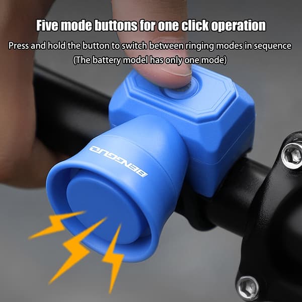 Mini USB-ladattava vedenpitävä sähköpyörän soittokello pyöräilyn turvallisuusvaroitukseen Battery Model Black