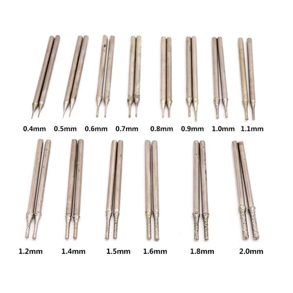 10/20-delt 0,5-2,5 mm diamantbelagt borehoved til fliser, smykker, glas 20 pcs  1.0 mm