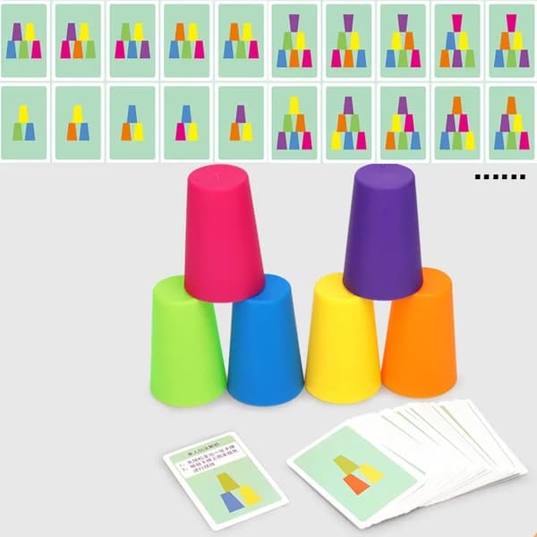 Montessori Mini Stack Cup Spil - Pædagogisk farvekognition og logiktræning for børn Multicolour